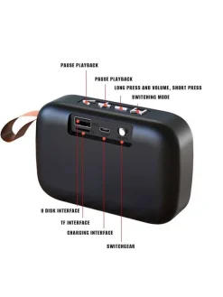 Mini głośnik Bluetooth w kolorze czarnym - 11 x 8 x 4 cm