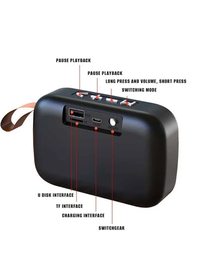 Mini głośnik Bluetooth w kolorze czarnym - 11 x 8 x 4 cm