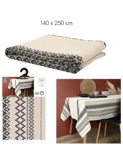 Obrus w kolorze beżowo-czarnym - 250 x 140 cm