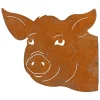 Ogrodowa dekoracja ścienna "Pig" w kolorze ceglanym - 28 x 24 x 3 cm