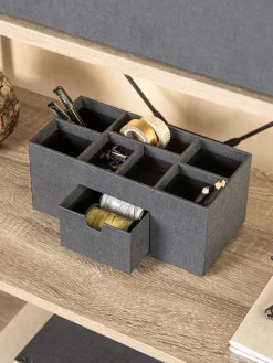 Organizer "Vendela" w kolorze czarnym na biurko - 10 x 8,5 x 10 cm