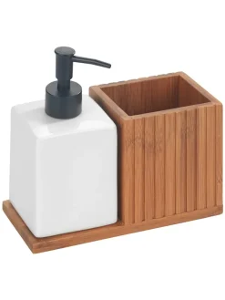 Organizer w kolorze biało-jasnobrązowym - 18,5 x 17 x 8,5 cm