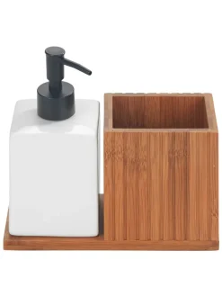 Organizer w kolorze biało-jasnobrązowym - 18,5 x 17 x 8,5 cm