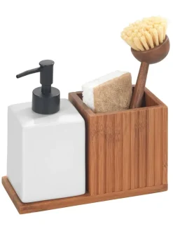 Organizer w kolorze biało-jasnobrązowym - 18,5 x 17 x 8,5 cm