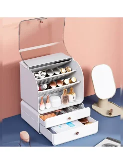 Organizer w kolorze białym na kosmetyki - 25,5 x 32 x 20,5 cm