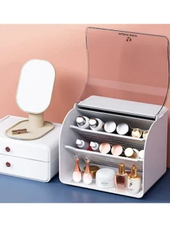 Organizer w kolorze białym na kosmetyki - 25,5 x 32 x 20,5 cm