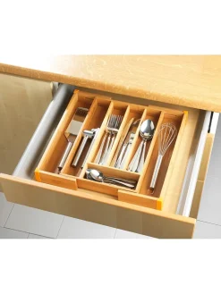 Organizer w kolorze brązowym na sztućce - 38,5 x 35,7 cm