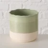 Osłonka "Marlo" w kolorze zielono-kremowym na doniczkę - wys. 10,5 x Ø 11 cm