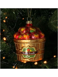 Ozdoba choinkowa "Apple Crate" w kolorze złoto-czerwonym - wys. 9,5 cm