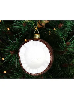 Ozdoba choinkowa "Coconut" w kolorze brązowo-białym - Ø 8 cm