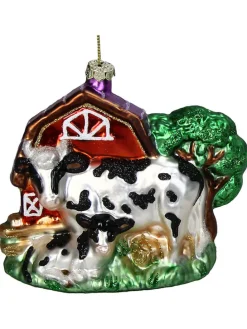 Ozdoba choinkowa "Cow Farm" ze wzorem - wys. 13 cm