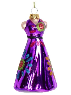Ozdoba choinkowa "Retro Dress" w kolorze fioletowym - wys. 13 cm