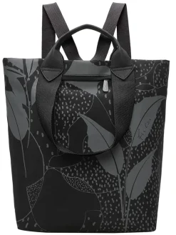 Plecak "Limited Leaves" w kolorze szaro-czarnym - 30 x 38 x 17 cm