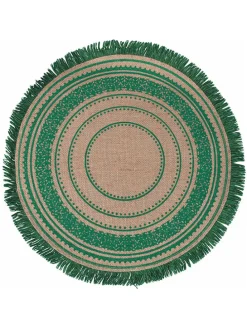 Podkładki stołowe (6 szt.) w kolorze zielono-beżowym - Ø 38 cm