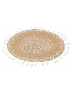 Podkładki stołowe (6 szt.) w kolorze brązowo-białym - Ø 38 cm