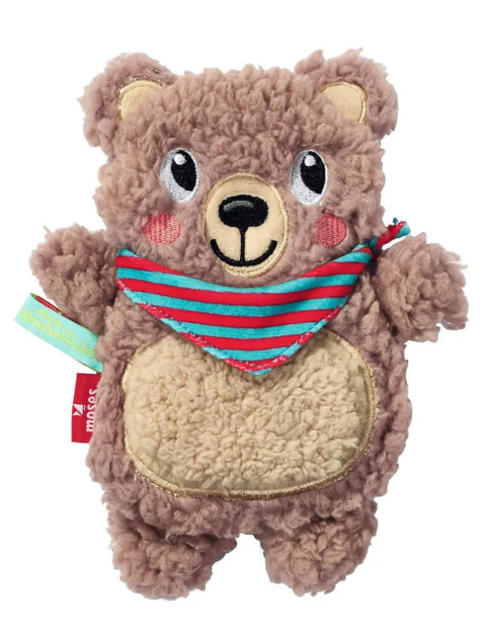 Poduszka "Bear" w kolorze jasnobrązowym z pestkami wiśni - 24 m+