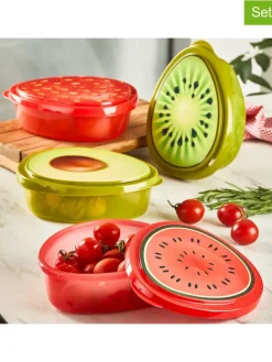 Pojemniki (6 szt.) w kolorze czerwono-zielonym - 800 ml