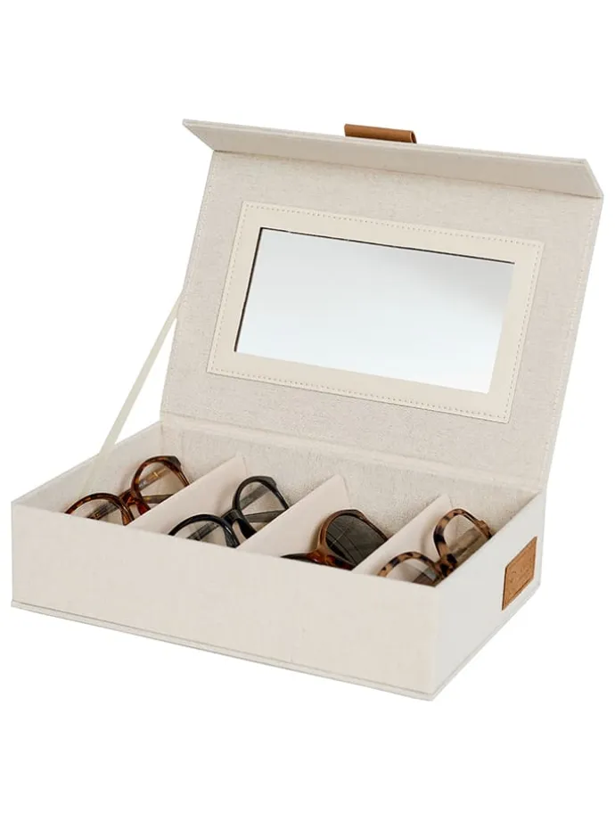 Pudełko w kolorze beżowym na okulary - 24 x 6 x 16 cm