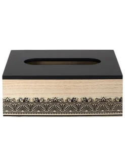 Pudełko w kolorze czarno-beżowym na chusteczki - 24 x 8,5 x 14 cm