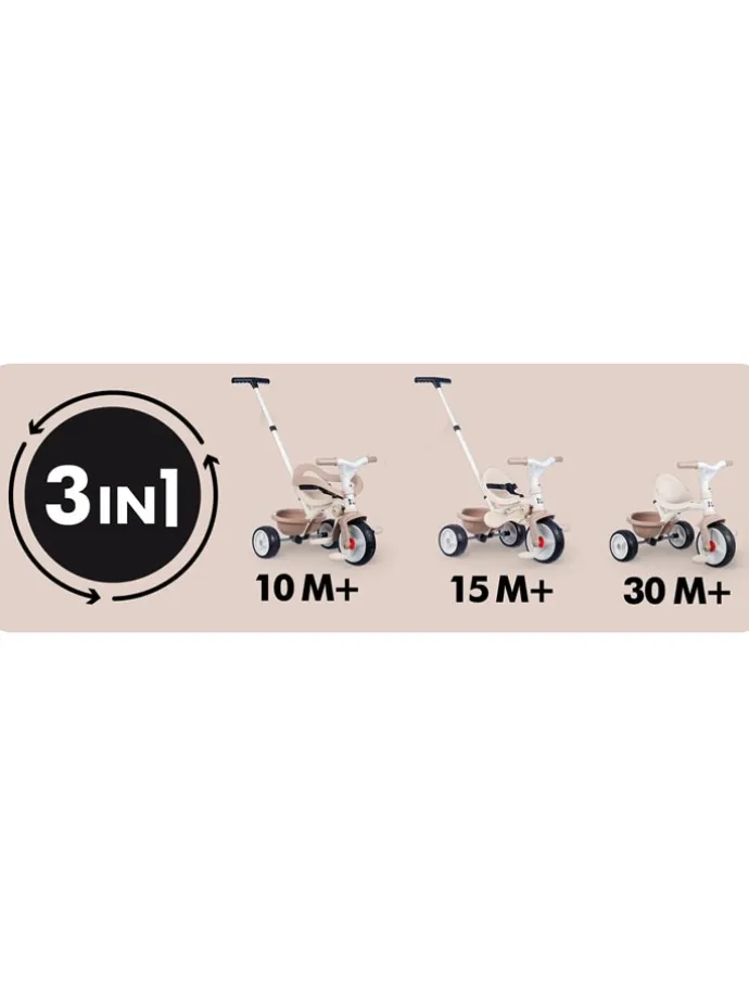 Rowerek trójkołowy 2w1 "Be Move Komfort" w kolorze beżowym - 10 m+