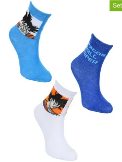 Skarpety (3 pary) "Dragon Ball Super" w kolorze niebiesko-białym ze wzorem