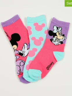 Skarpety (3 pary) "Minnie" w kolorze różowo-turkusowym