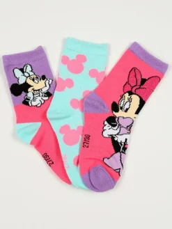 Skarpety (3 pary) "Minnie" w kolorze różowo-turkusowym
