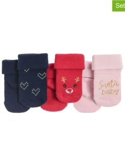 Skarpety (3 pary) w kolorze czerwonym, granatowym i jasnoróżowym