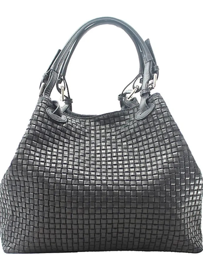 Skórzana torebka w kolorze czarnym - 34 x 29 x 18 cm
