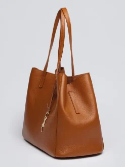 Skórzana torebka w kolorze jasnobrązowym - 39 x 29 x 20 cm