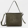 Skórzana torebka w kolorze khaki - 24 x 22 x 10 cm