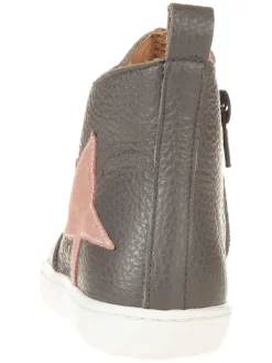 Skórzane botki w kolorze szarym
