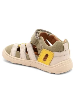 Skórzane buty barefoot "Fiona" w kolorze oliwkowo-kremowym