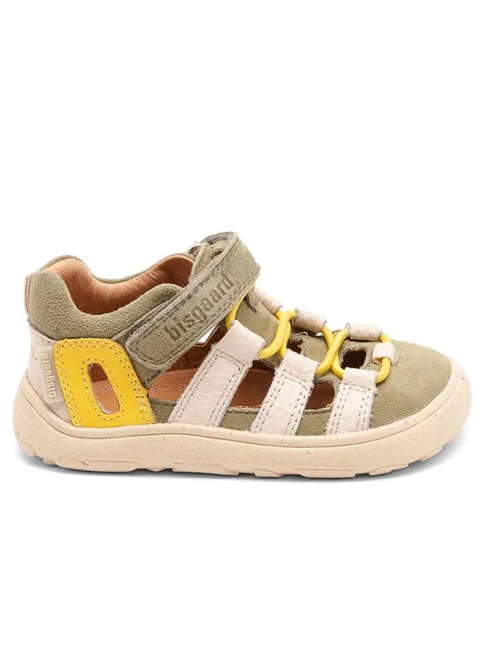 Skórzane buty barefoot "Fiona" w kolorze oliwkowo-kremowym