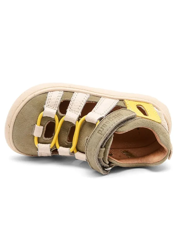 Skórzane buty barefoot "Fiona" w kolorze oliwkowo-kremowym