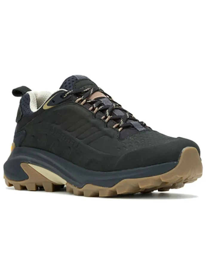 Skórzane buty trekkingowe "Moab Speed 2" w kolorze granatowo-czarnym