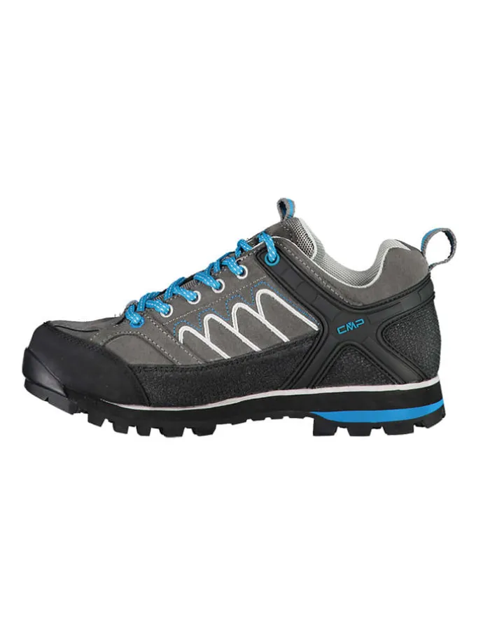 Skórzane buty trekkingowe "Moon" w kolorze szaro-niebiesko-czarnym