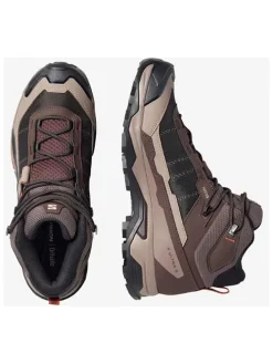 Skórzane buty trekkingowe "X ULTRA 5 MID GTX" w kolorze beżowo-brązowym