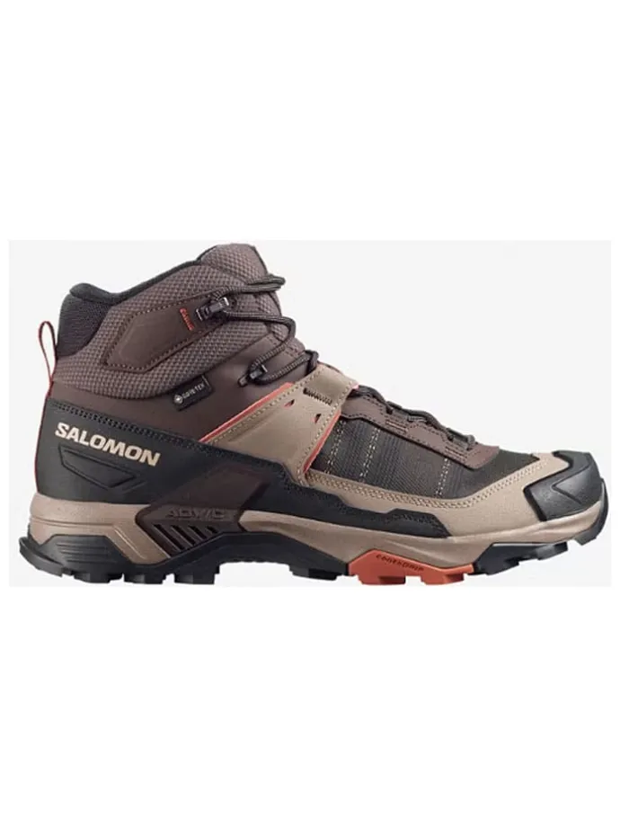 Skórzane buty trekkingowe "X ULTRA 5 MID GTX" w kolorze beżowo-brązowym