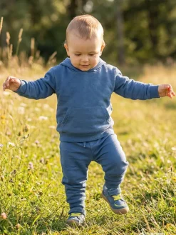 Skórzane buty w kolorze niebieskim do nauki chodzenia