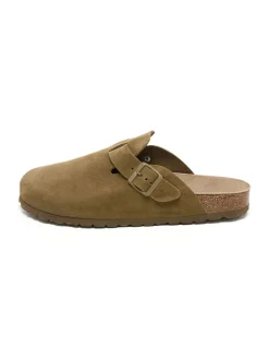 Skórzane chodaki w kolorze khaki