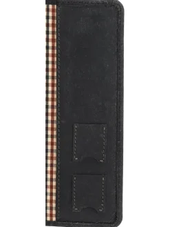 Skórzane etui w kolorze czarnym na karty - 14 x 14 x 3,5 cm