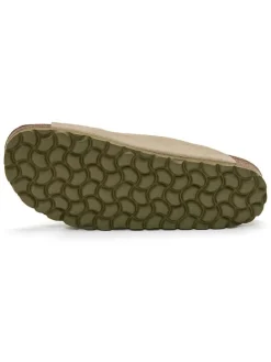 Skórzane klapki w kolorze khaki