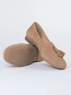 Skórzane slippersy w kolorze beżowym