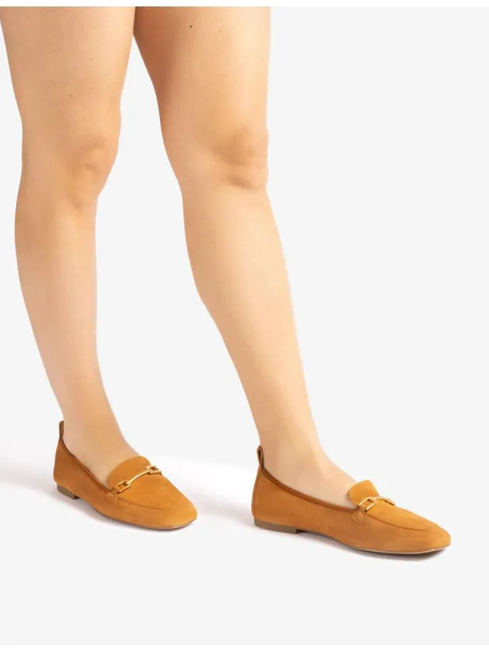Skórzane slippersy w kolorze jasnobrązowym