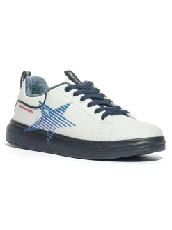 Skórzane sneakersy "B&G Tween" w kolorze biało-niebieskim