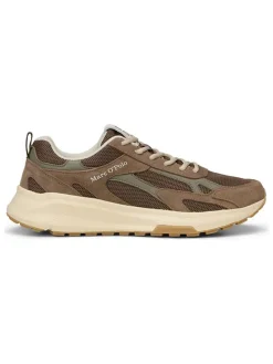 Skórzane sneakersy w kolorze brązowo-oliwkowym
