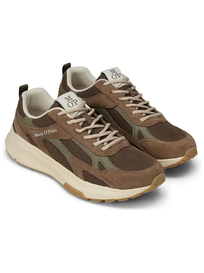 Skórzane sneakersy w kolorze brązowo-oliwkowym