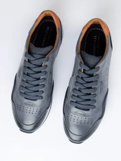 Skórzane sneakersy w kolorze niebieskim