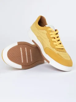 Skórzane sneakersy w kolorze żółtym